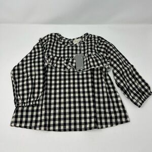 Mikki Miette Tartan Baby Girls Ruffle Top 24 Months Black & White NWT